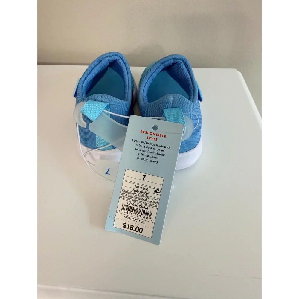 Cat & Jack Austen Sneakers Toddler‎ 7 Blue Mesh Slip On Strap NWT